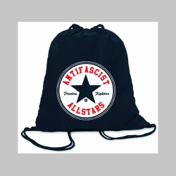 Antifascist Allstars  ľahké sťahovacie vrecko ( batôžtek / vak ) s čiernou šnúrkou, 100% bavlna 100 g/m2, rozmery cca. 37 x 41 cm